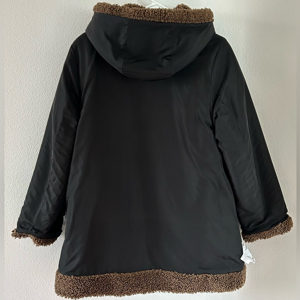 Zara Kids Teddy Duffle Toggle Hooded Coat Brown Size Big Kid 13-14 / 164CM - Picture 5 of 14